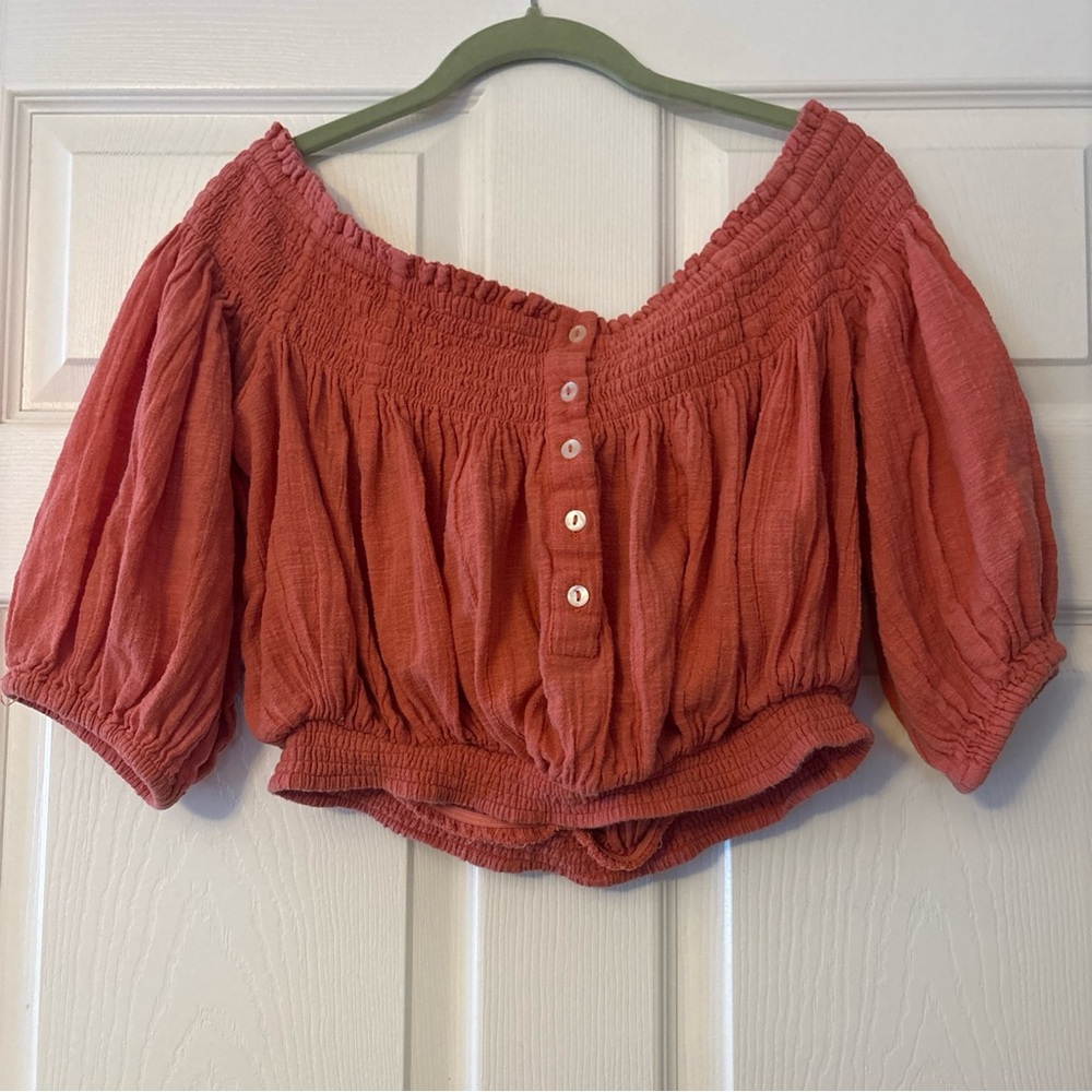 FREE PEOPLE Dancing Till Dawn Off-the-Shoulder Cropped Top XS Festival